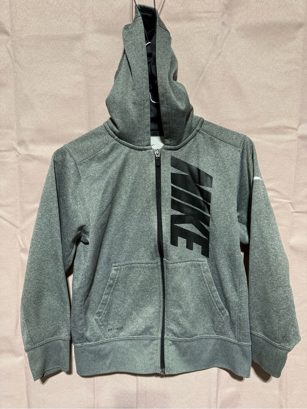 Nike Dri-Fit Kids' Gray Full-Zip Hoodie M